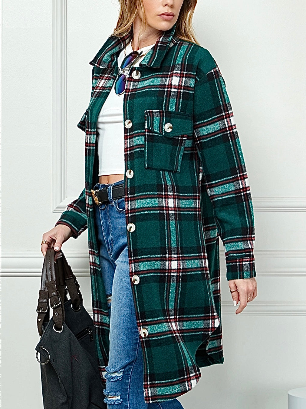 Green Plaid Shacket