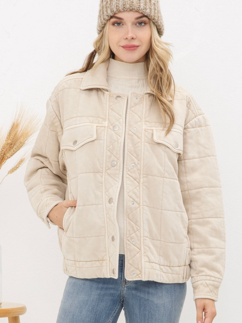 Stone Washed Quilted Jacket