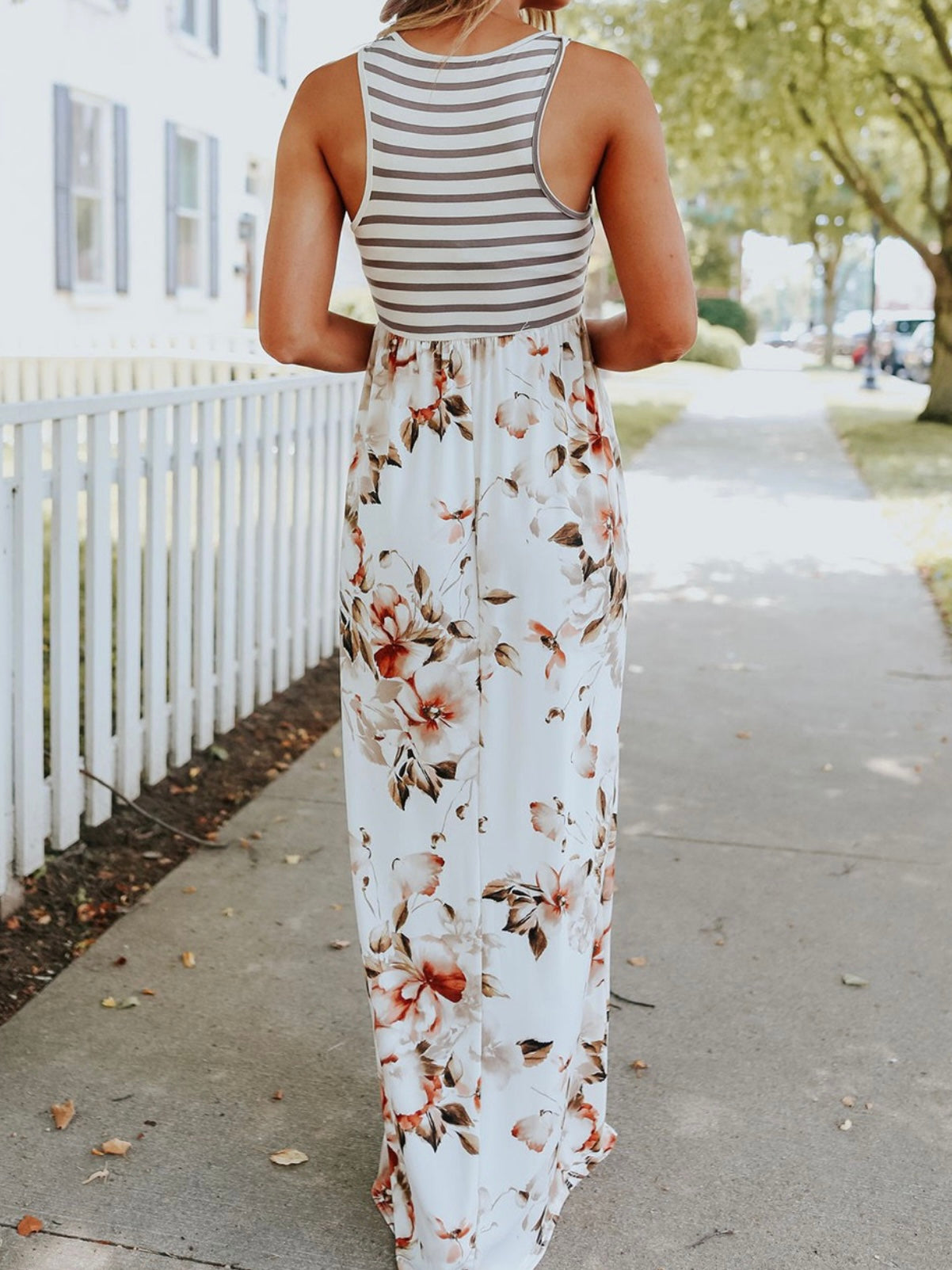 Stripe + Floral Maxi Dress