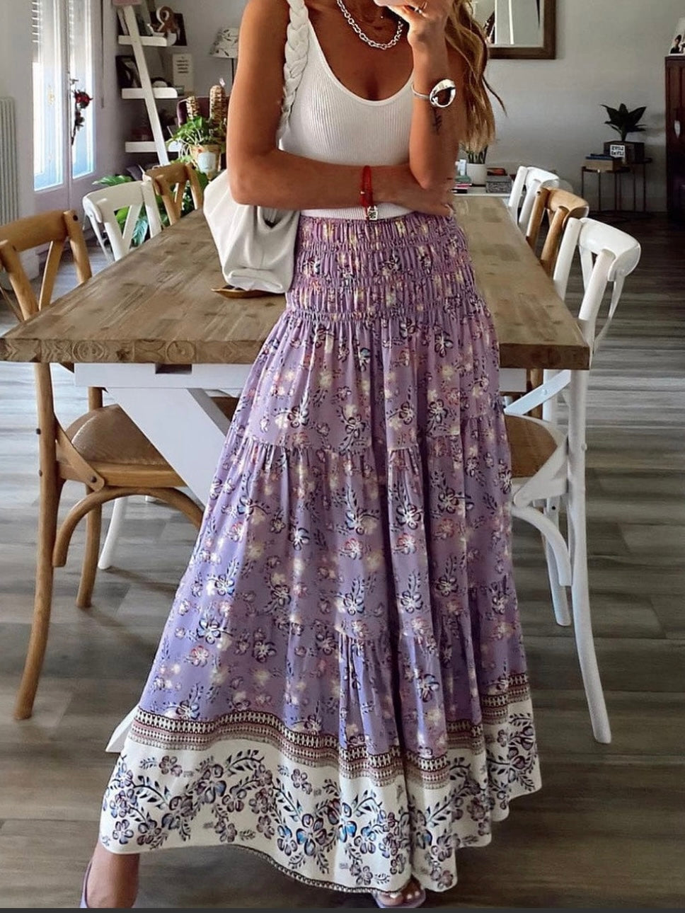 Sandy Purple Boho Maxi Skirt