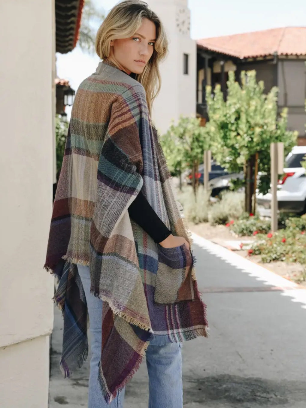 Plaid Pocket Ruana Wrap