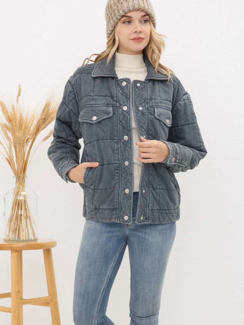 Stone Washed Quilted Jacket