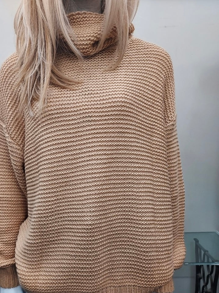 Beige Turtleneck Sweater