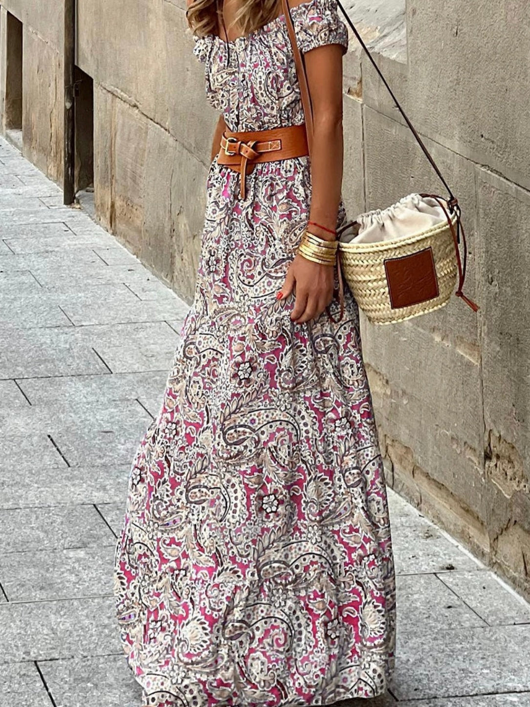 Amelia Boho Pink Paisley Dress