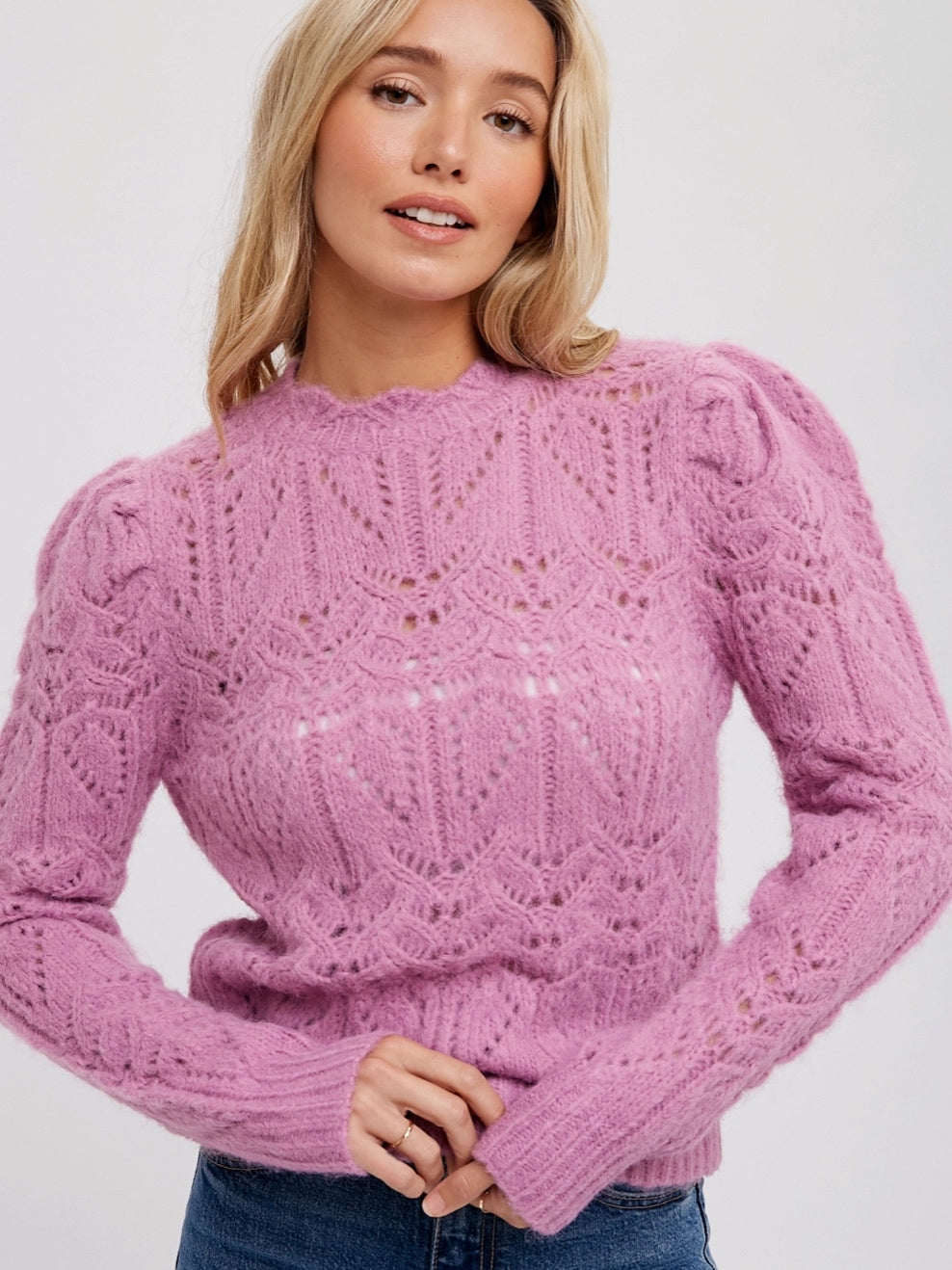 Puff Pointelle Sweater