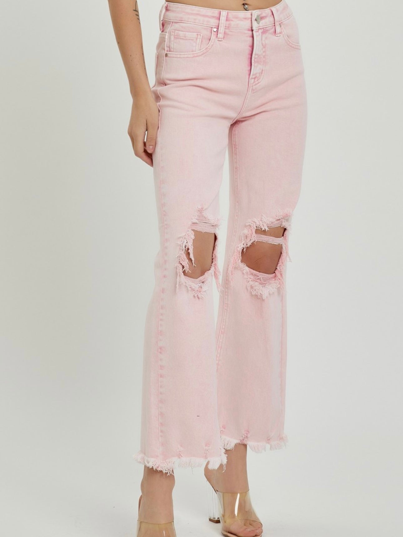 Acid Pink Distressed Jeans