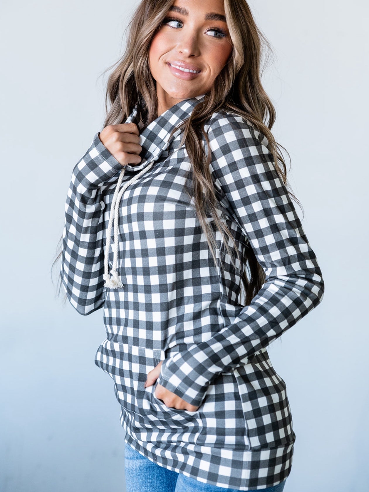 Plaid Love Cowlneck Sweatshirt