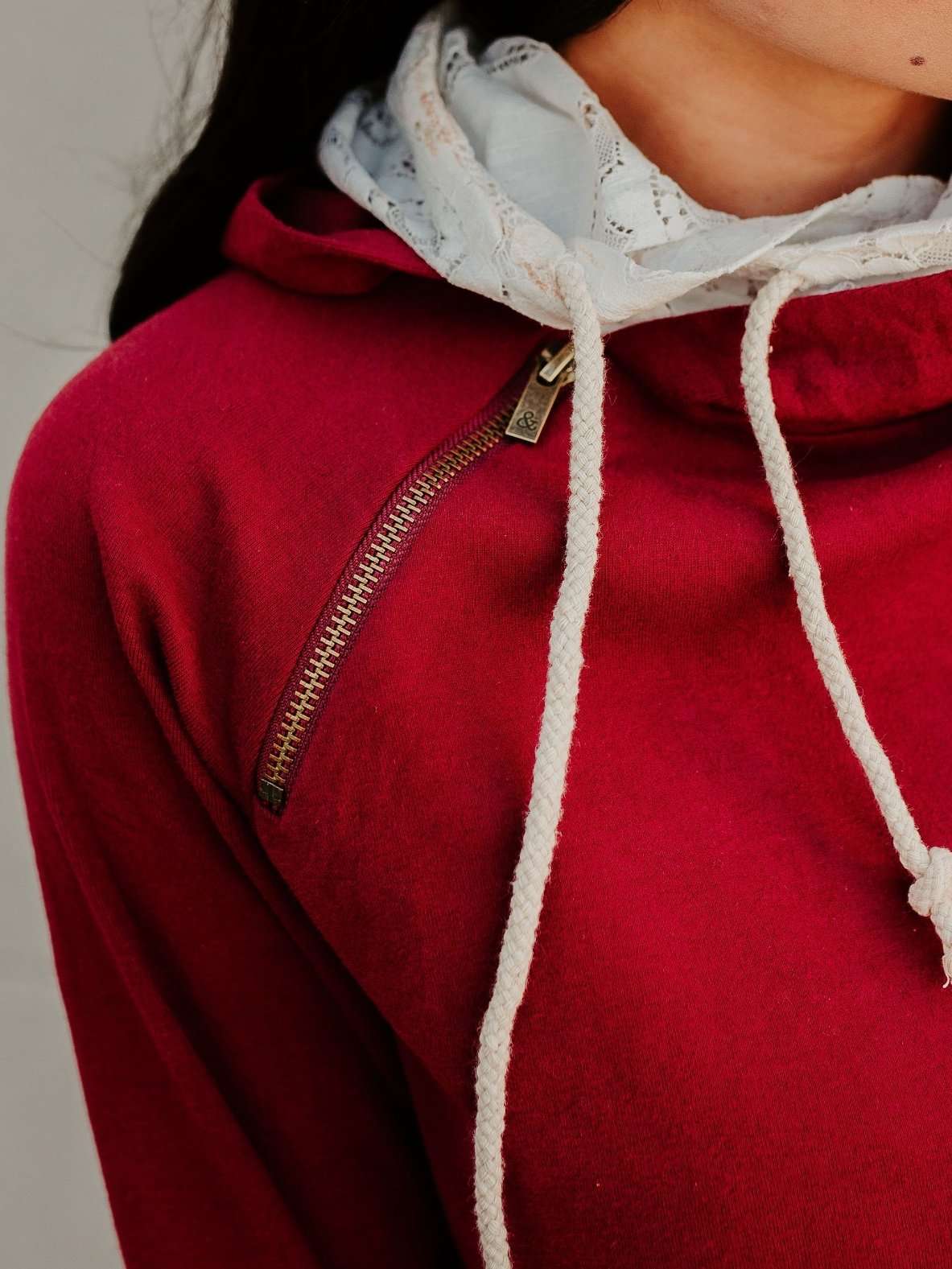 Lovely Lace Burgundy Hoodie
