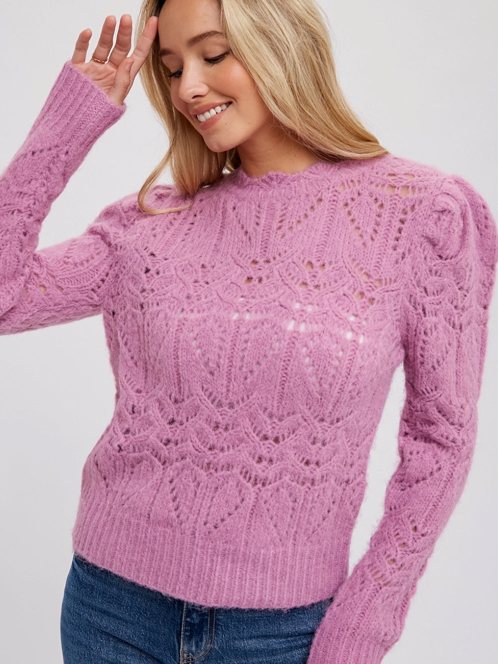Puff Pointelle Sweater