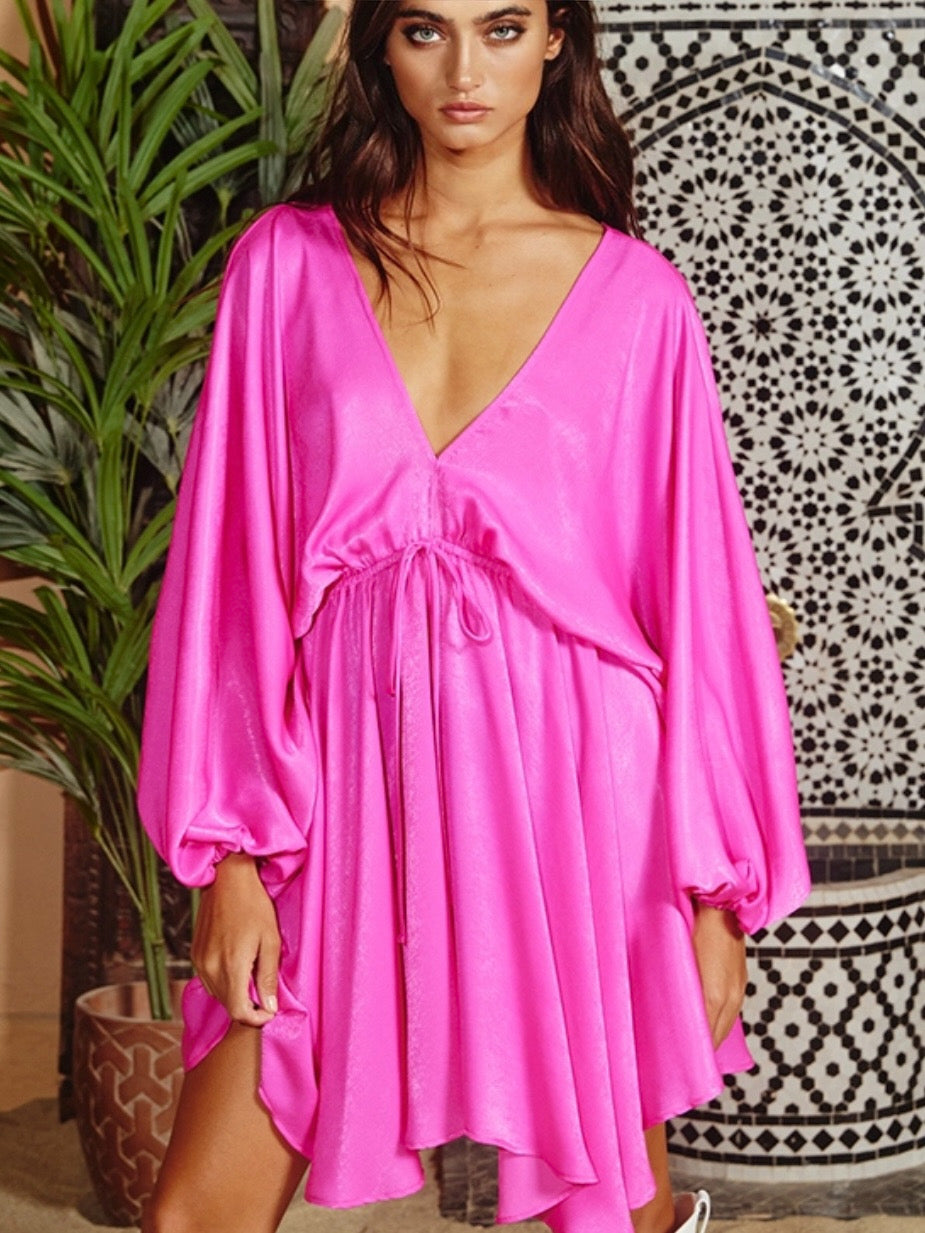 Hot Pink Batwing Dress