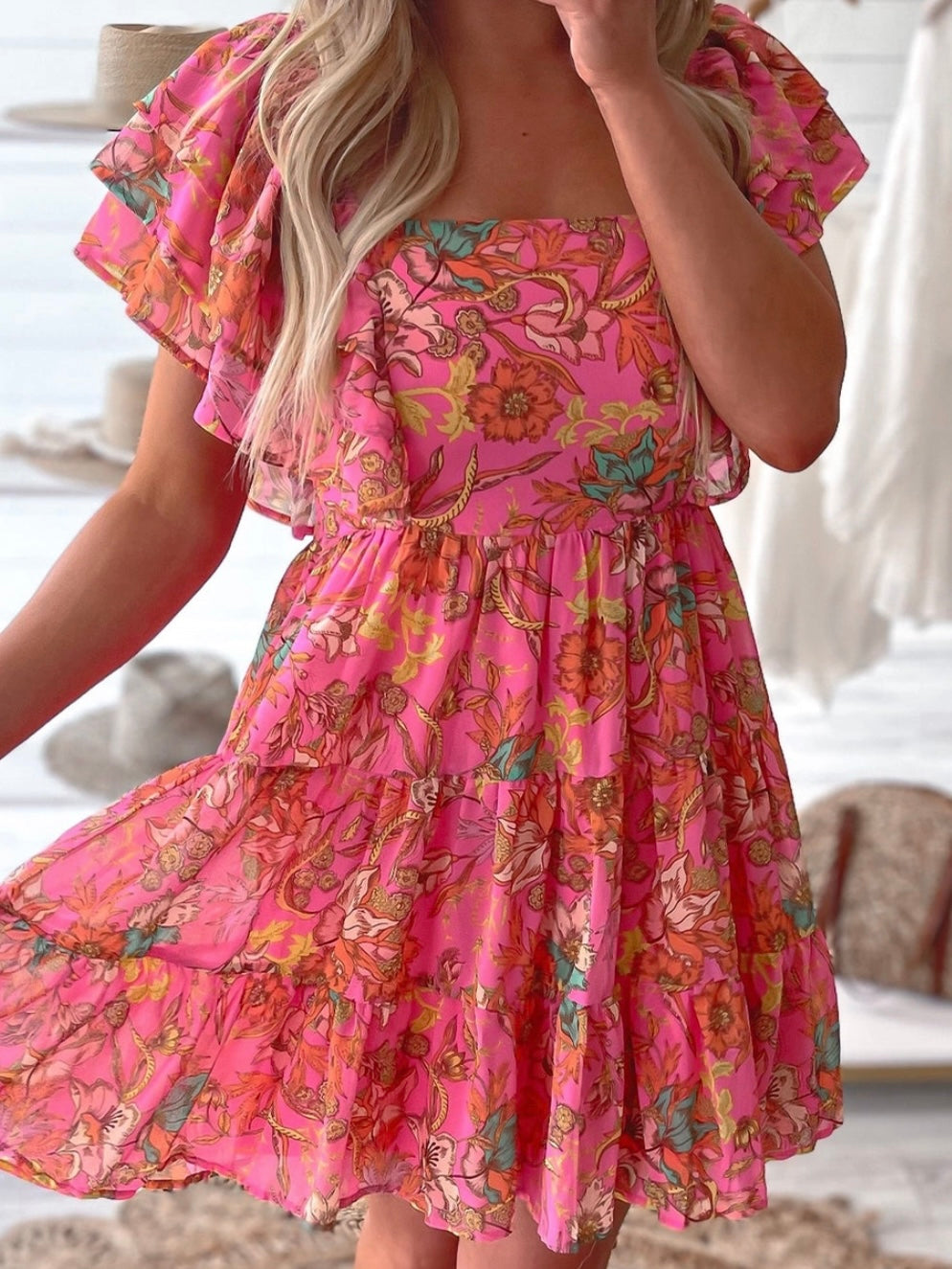 Crete Ruffle Sleeve Dress