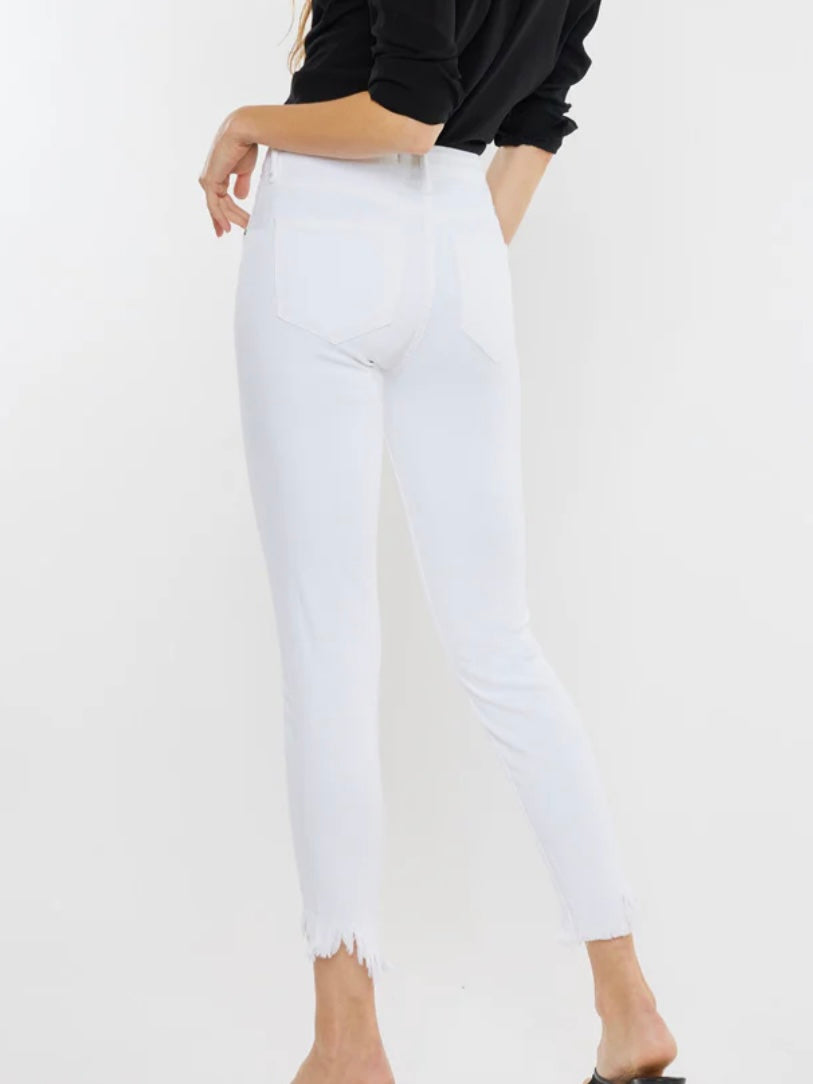 Kancan White Raw Hem Jeans