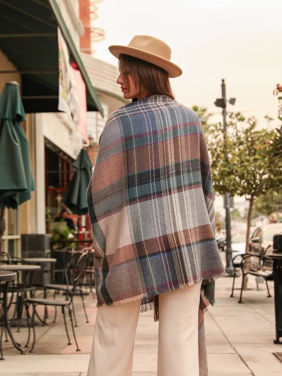 Plaid Pocket Ruana Wrap