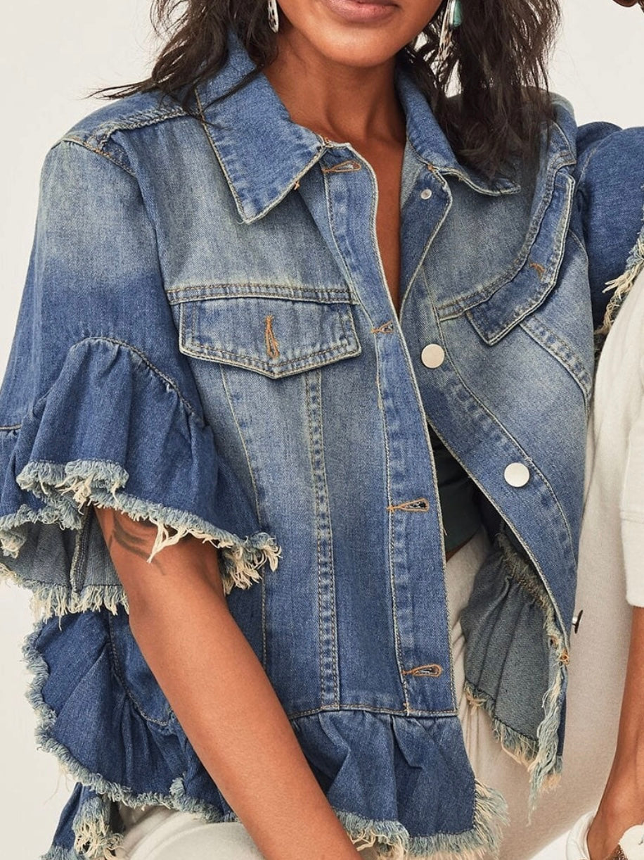 Raw + Ruffled Jean Jacket