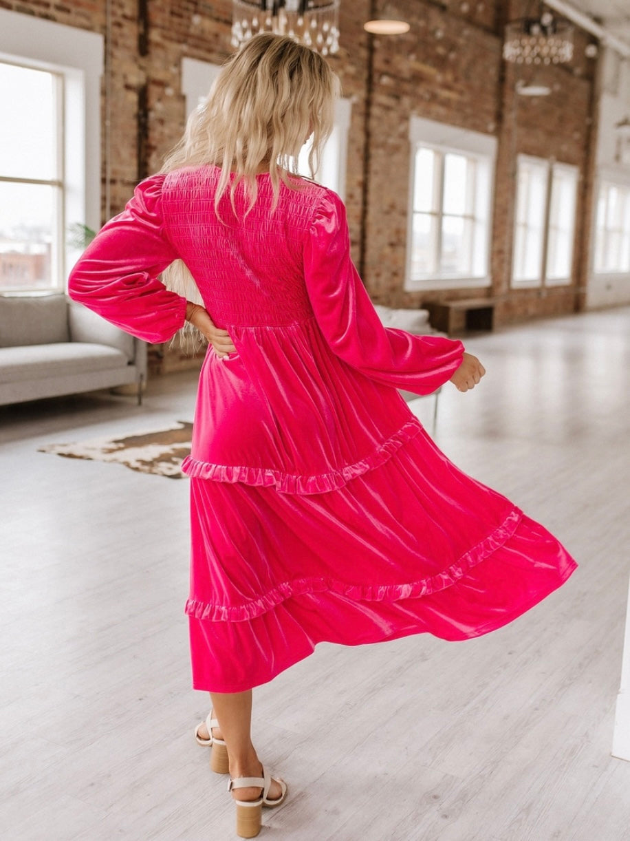 Blushing Pink Velvet Dress