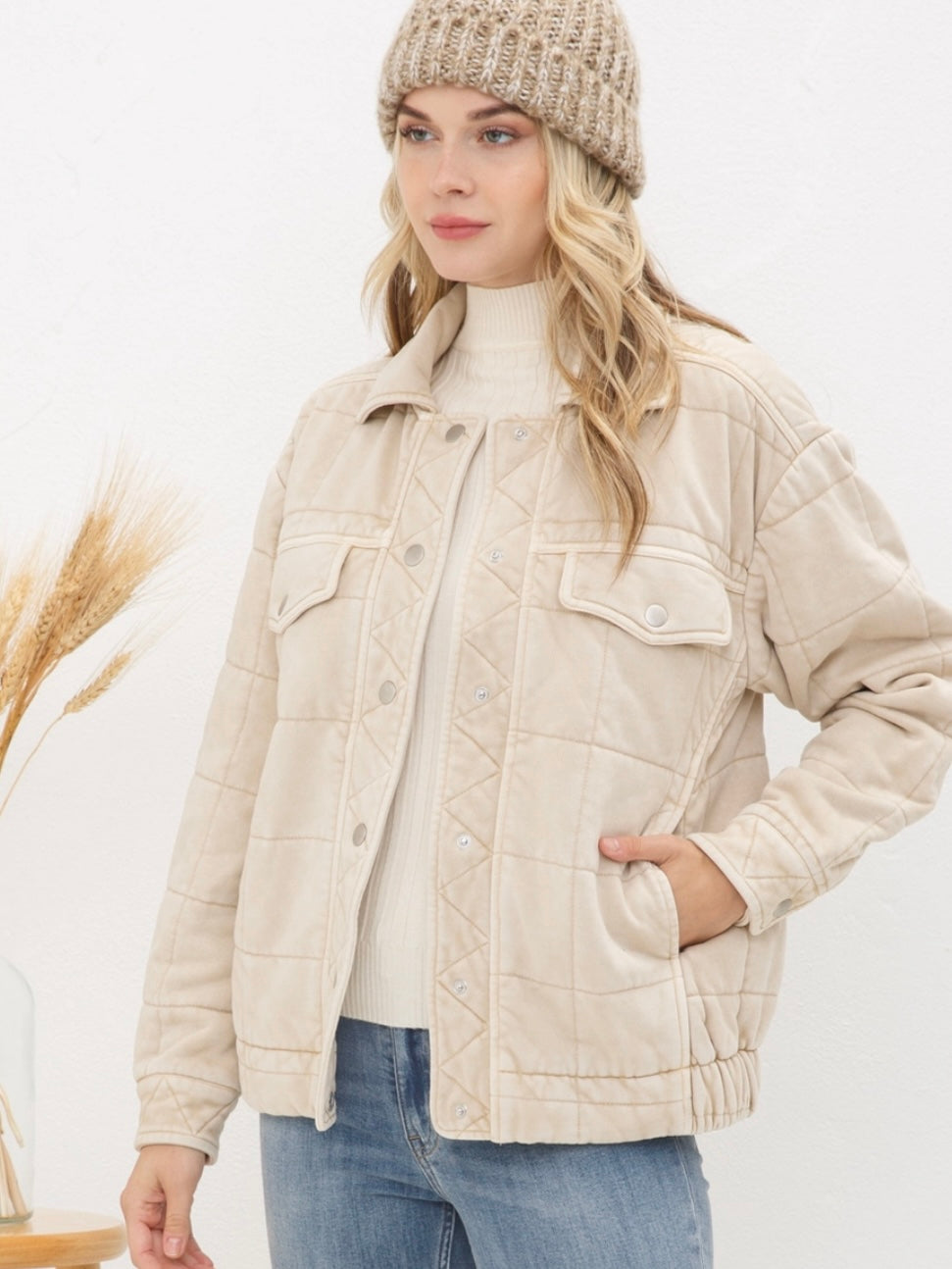 Stone Washed Quilted Jacket