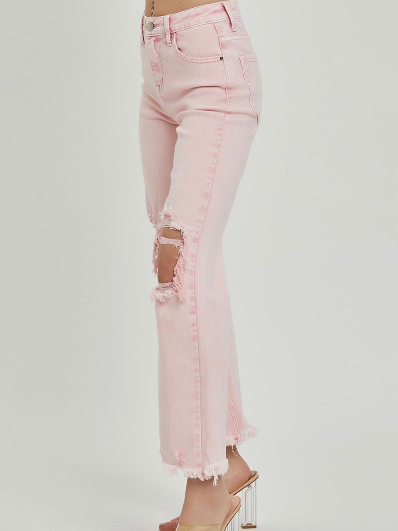 Acid Pink Distressed Jeans