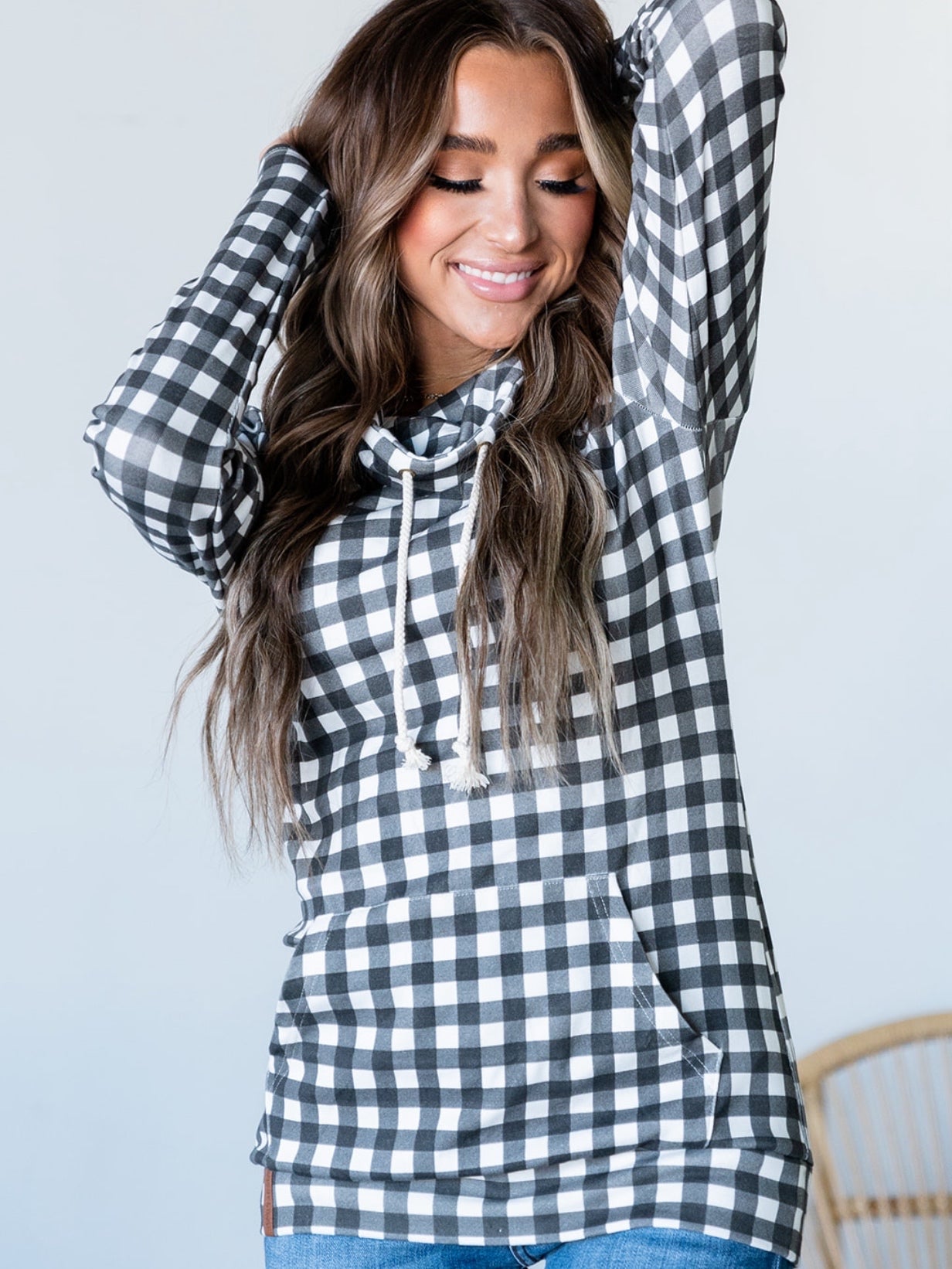 Plaid Love Cowlneck Sweatshirt