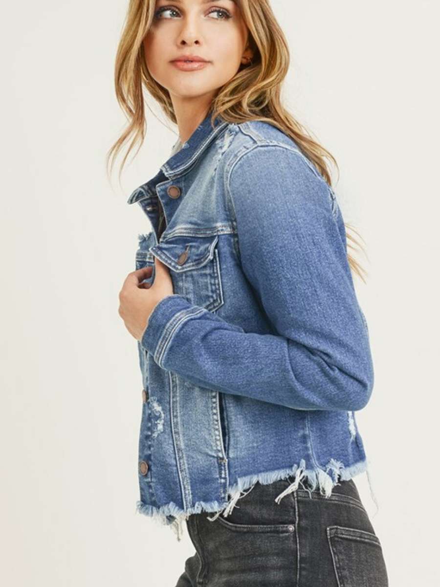 Raw Hem Blue Jean Jacket